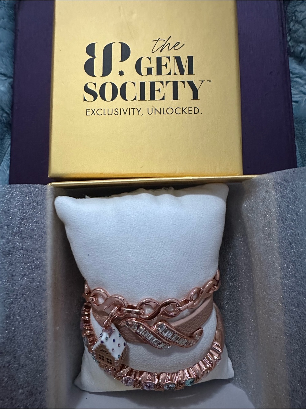 Rose Gold Mixed-Style Bracelet Set - Rose Gold